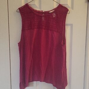 H&M Pink Sleeveless Blouse with Lace Detail